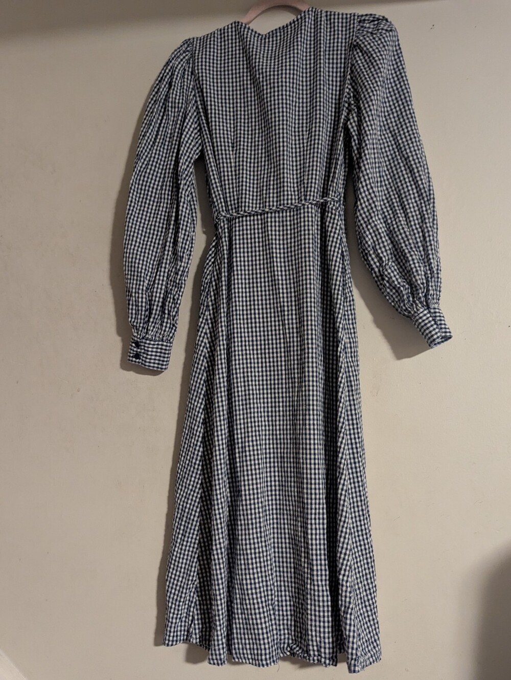 OAK + FORT GINGHAM SEERSUCKER WRAP DRESS - Picture 8 of 11